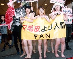 Naked protest against killing animals for fur